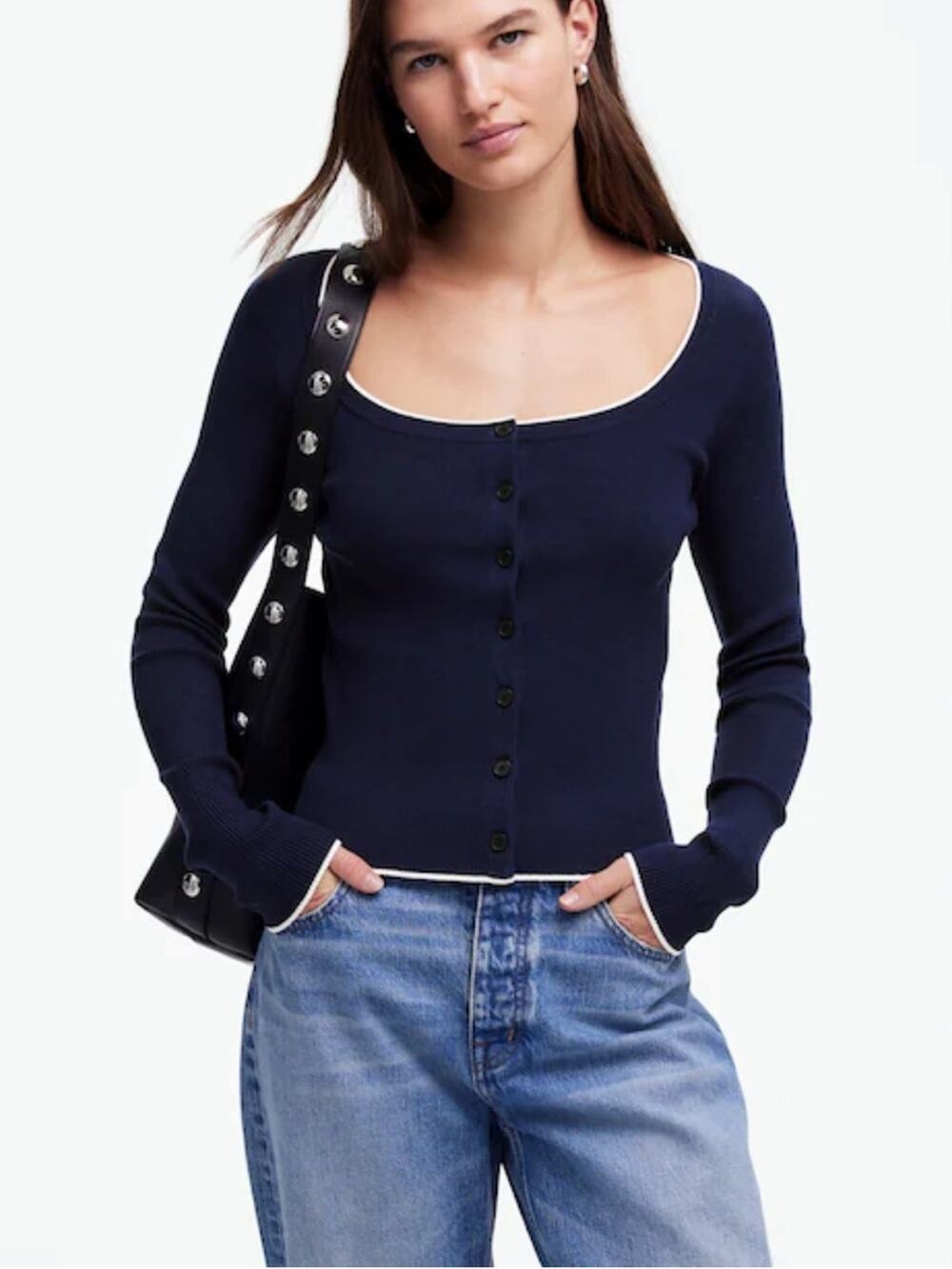 Madewell The Signature Knit Scoopneck Cardigan Navy Size XS